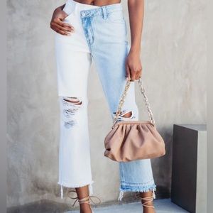 Cropped two toned jeans